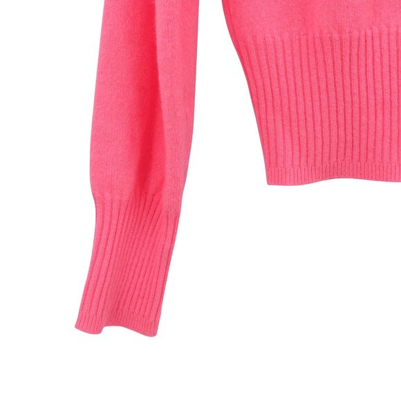 J. Crew Cashmere Shrunken Crewneck Bright Pink Cropped Fit Pullover Sweater XS - Picture 4 of 5